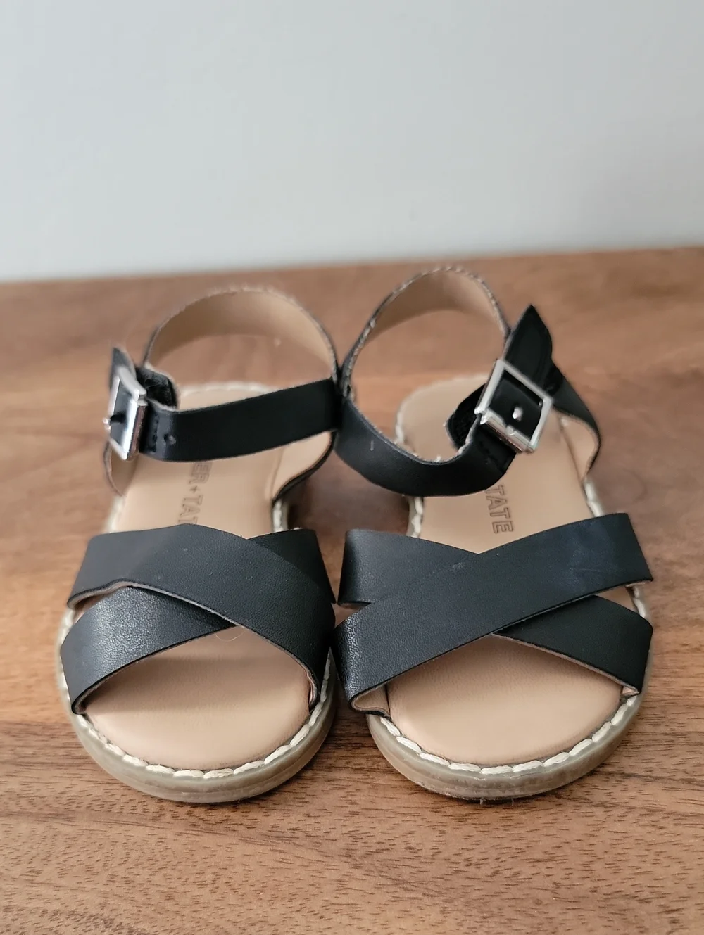 Tucker + Tate Black Cross-Strap Kids Sandals with Buckle
